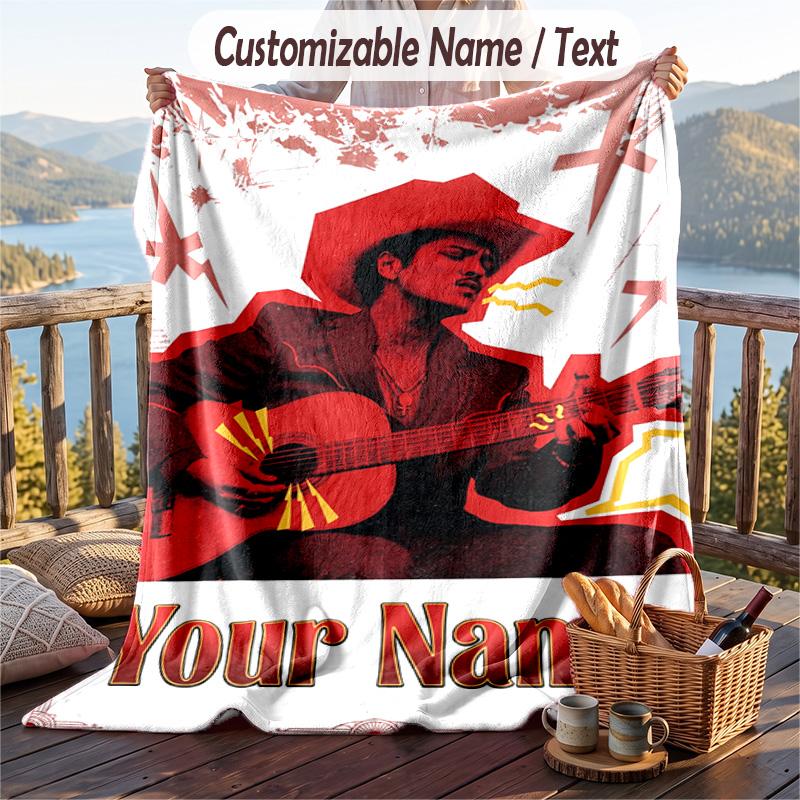 Personalized Flannel Throw Blanket,Bruno Mars Custom Printed Name, Cozy Plush Blanket For Home Use