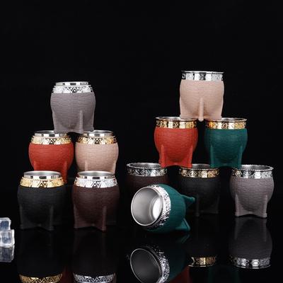 Stainless Steel Double-layer Mate Cup with Straw Spoon Texture Eggshell Flat Bottomed Mugs Kitchen Creative Water Cups Drinkware