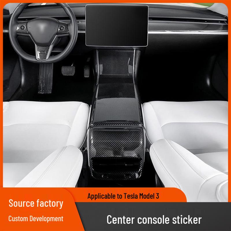 Tesla Model 3 Karbonfaser-Konsolenpanel Kratzfester Dekorativer Aufkleber