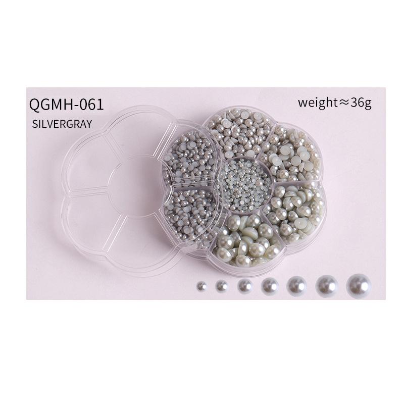 Nail Art Jewelry Plum Blossom Abs Semicircle Nail Art Pearl Jewelry Flat Bottom Diamond Nail Art Ornament