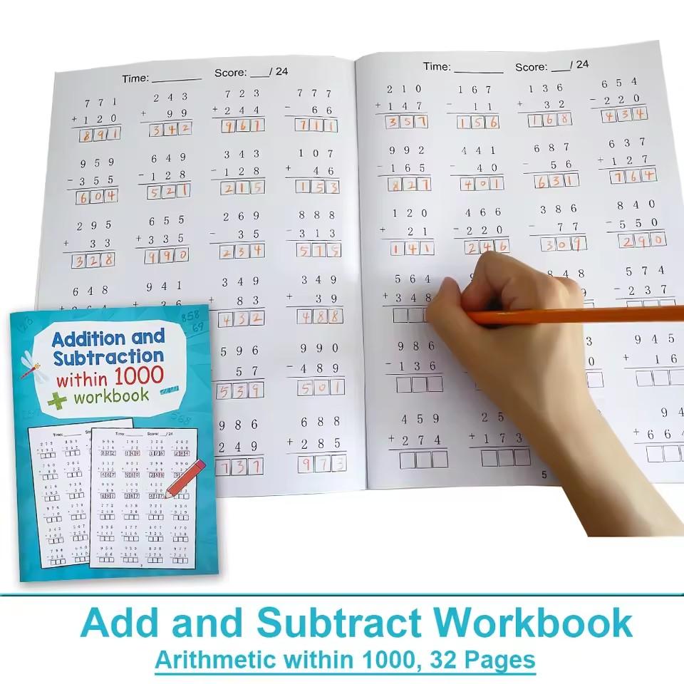 Addition and subtraction within 1000 Maths Workbook Primary School Training Book Arithmetic Competition Teaching Aids