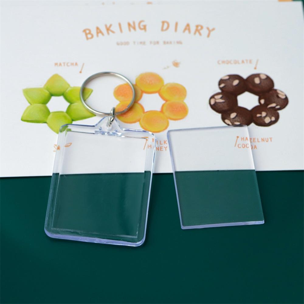 2-5Pcs/Pack Transparent Rectangle Blank Acrylic Insert Keychain Photo Picture Frame Keyring Holder DIY Split Ring KeyChain Gift
