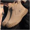 Mens Fashion Steel Toe Covers Work Safety Boots Slip-on Cow Suede Leather Welding Shoes Worker Chelsea Security Botas Protection