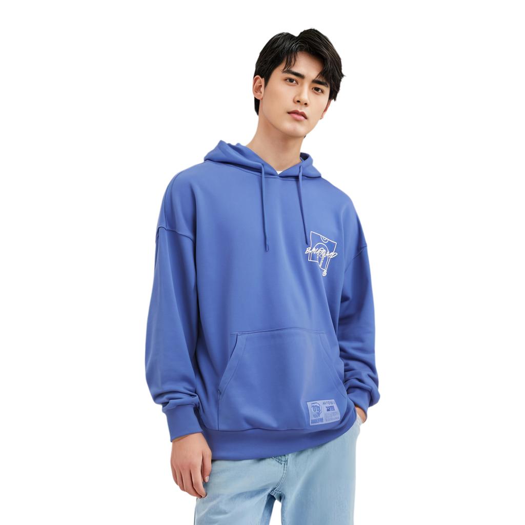 Li Ning Badfive Basketball Series Fleece Lined Warm Loose Hoodie Men hoodies Bright-Royal-Blue AWDQ767-4