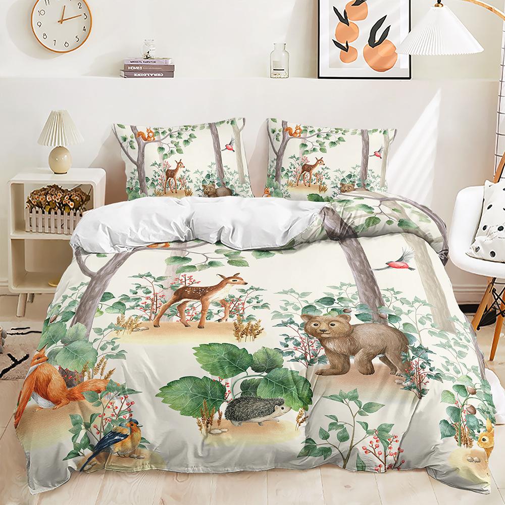 

Трехпредметный комплект пододеяльника с принтом животных джунглей, комплект из двух предметов, подходит для четырех сезонов 135 * 200 (two-piece set) 90g