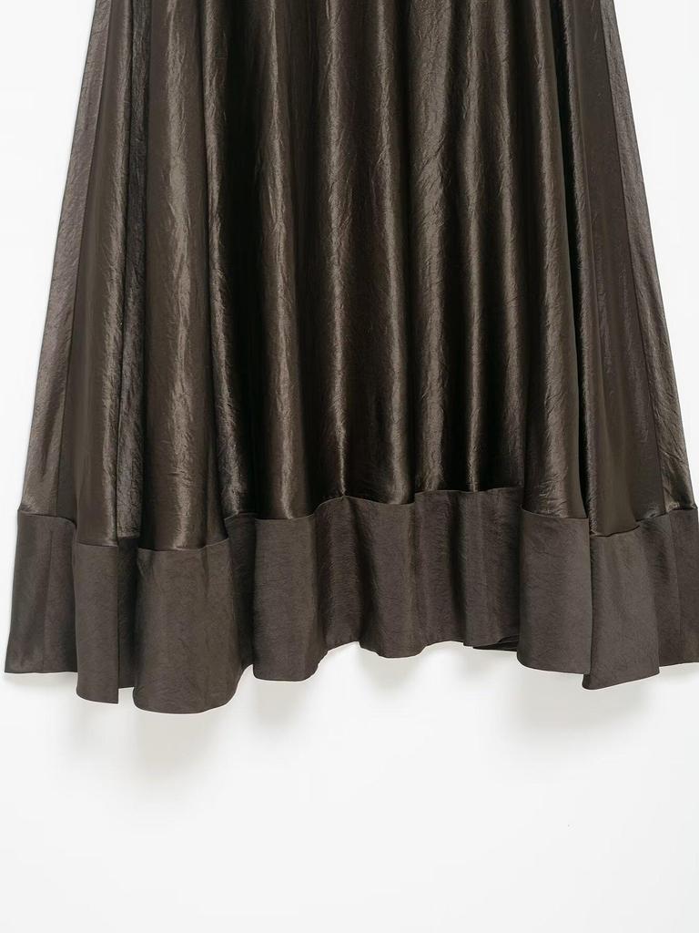 Autumn/Winter European & American Style Women's Silk Satin A-line Midi Skirt