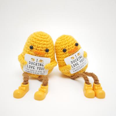 Adornos de Pato Positivo Tejidos a Mano Crochet Hecho a Mano Pato de Piernas Largas de Apoyo Emocional Decoración para el Hogar Habitación Regalo de Navidad