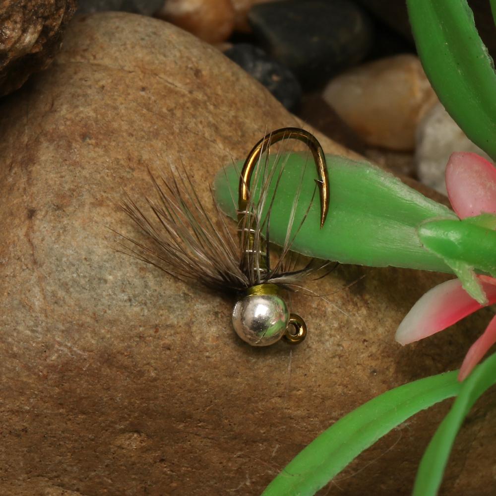 6PCS Tungsten Beadhead Midge Jig Nymph Fast Sinking Fly Fishing Lure for Trout Grayling Euro Nymphing