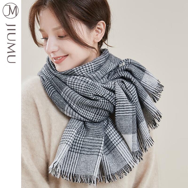 JIUMU Women's Autumn Winter Houndstooth Wool Scarf/Shawl