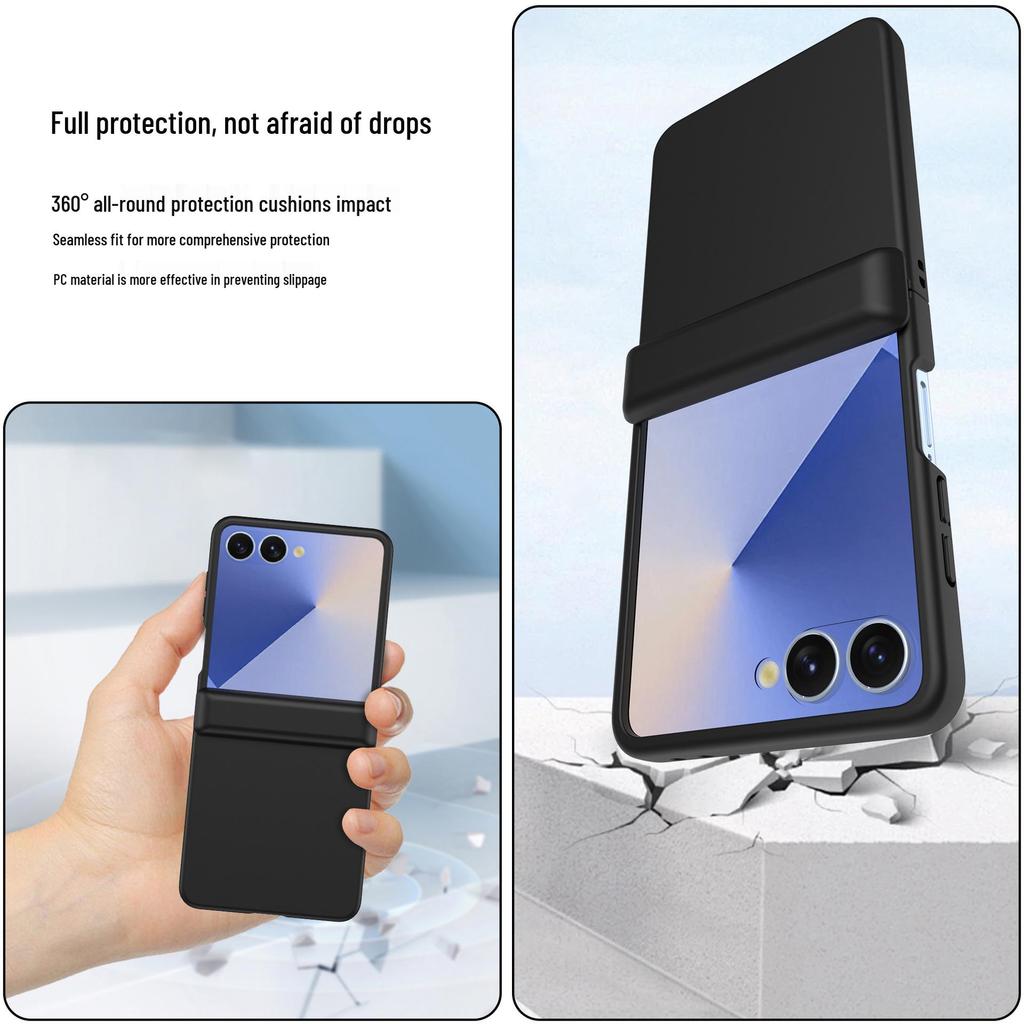 Coque de protection transparente Samsung Z Flip7 avec film de protection en verre trempé couvrant intégralement