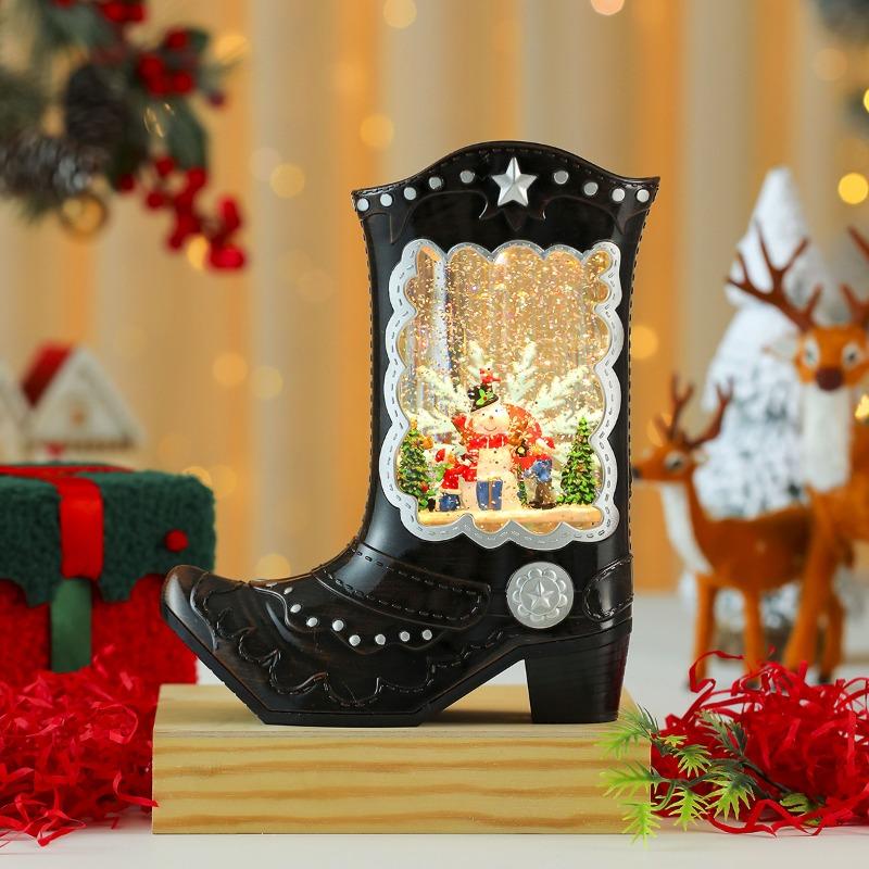 

Сапоги на высоком каблуке, Светящаяся музыкальная шкатулка, наполненная водой, Украшения-ночники, Рождественские украшения, Реквизит, Подарки Snowman