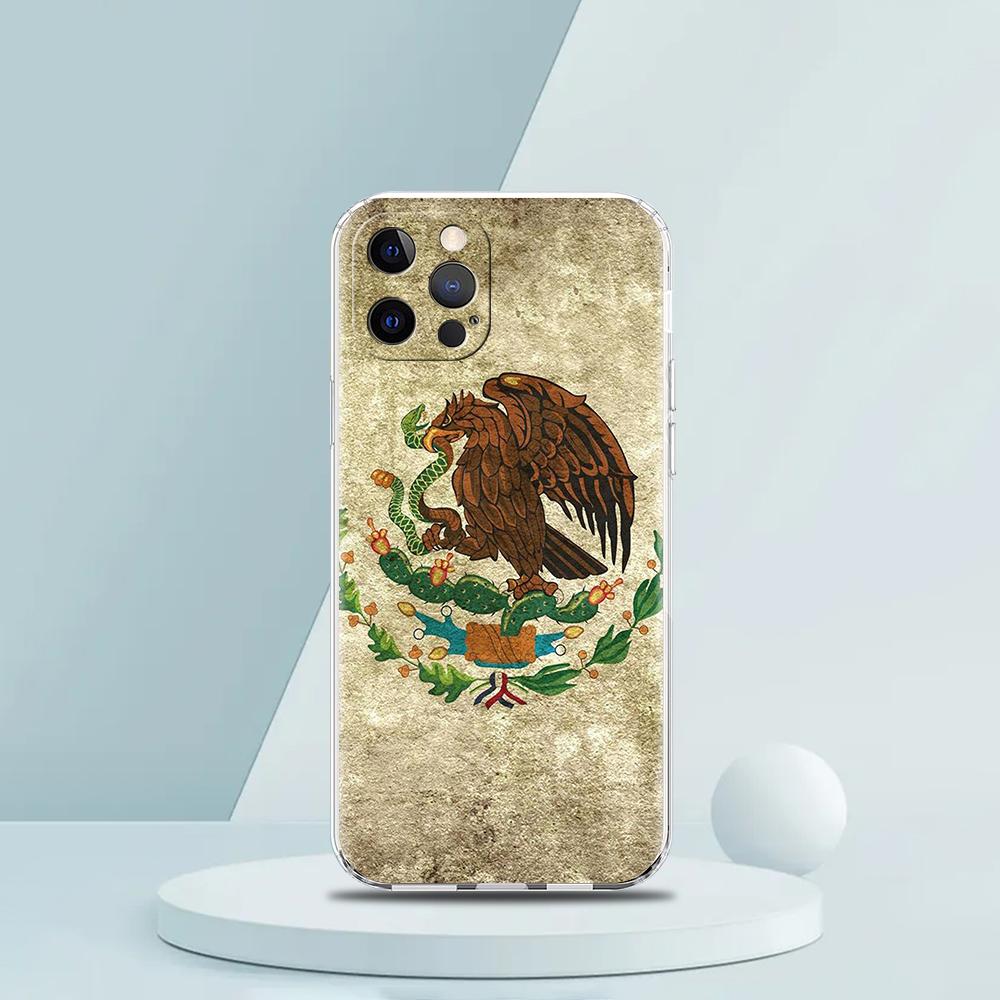 

For iPhone 15 16 14 13 12 11 Pro Max XS X XR SE 7 8 Plus soft Silicone Clear Cover Mexico Flag Luxury Phone Case iPhone 13