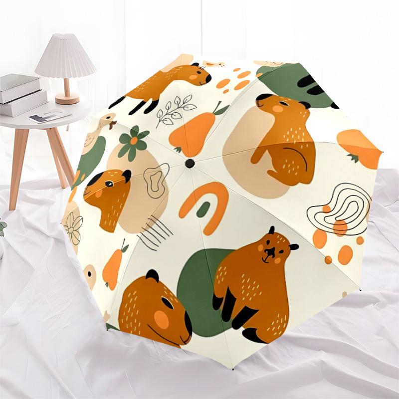 1pc Capybara PatternAutomatic Open/close Folding Umbrella, Compact Portable Travel Umbrella, Perfect Birthday/Holiday, Cute Umbrella y049
