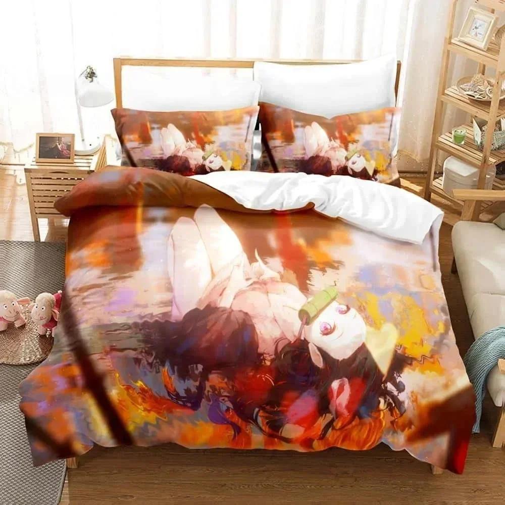 Comforter 3D Printed Anime Bed Sheet Demon Slayer Bedding Set Single Twin Full Queen King Size Bed Set Adult Kid Bedroom S