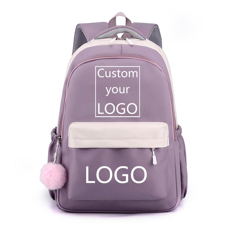 

New school LOGO customized backpacks boys girls school high quality school bags custom LOGO backpacks фиолетовый