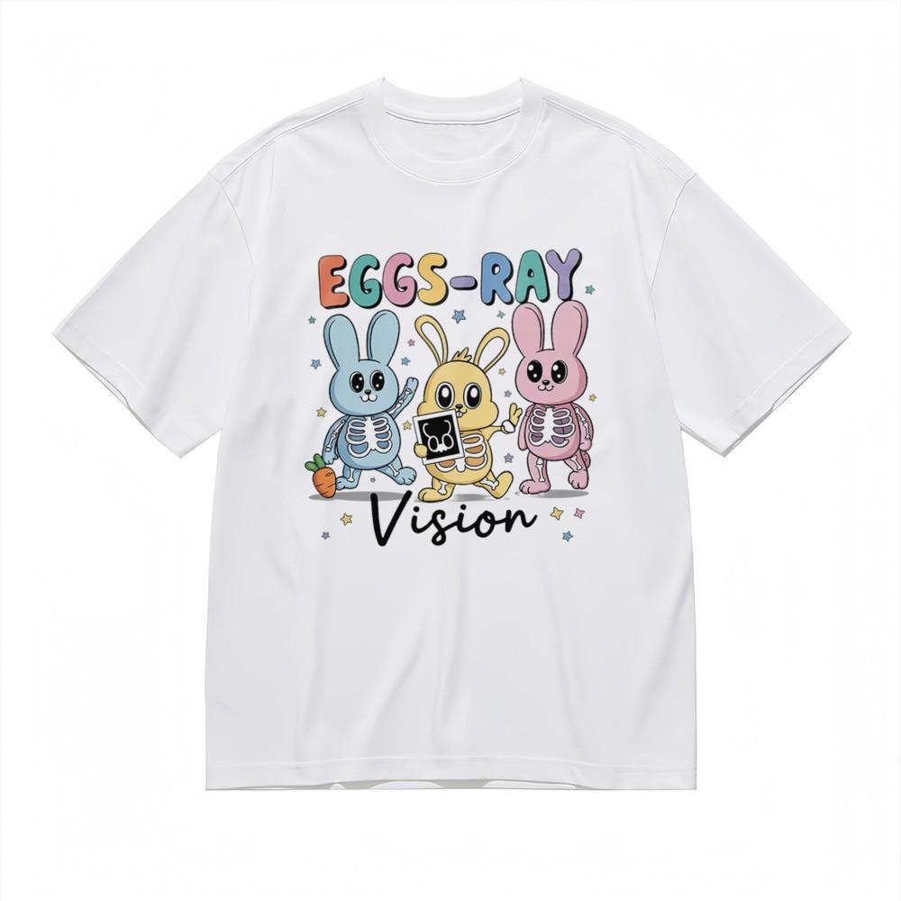 

Women s Fashion Soft Breathable Classic T-Shirt Eggs Ray Vision Bunnies Tee 3XL