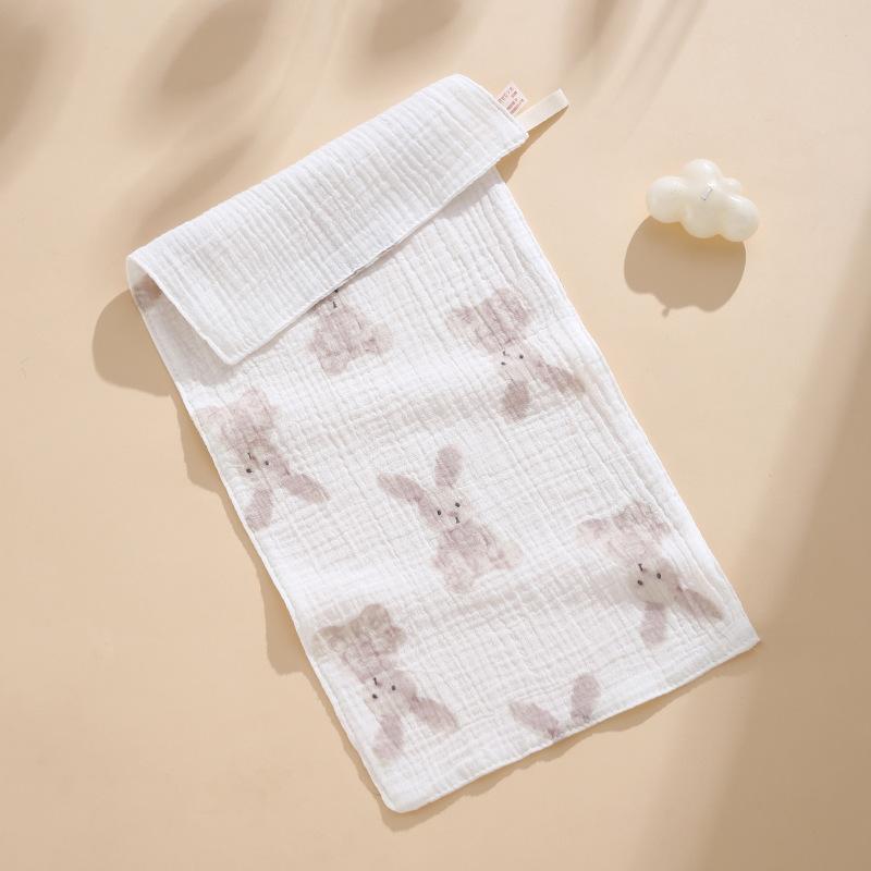 Children'S Towel Four-Layer Pure Cotton Gauze Saliva Towel Baby Face Towel Newborn Crepe Printed Soft Small Square Towel