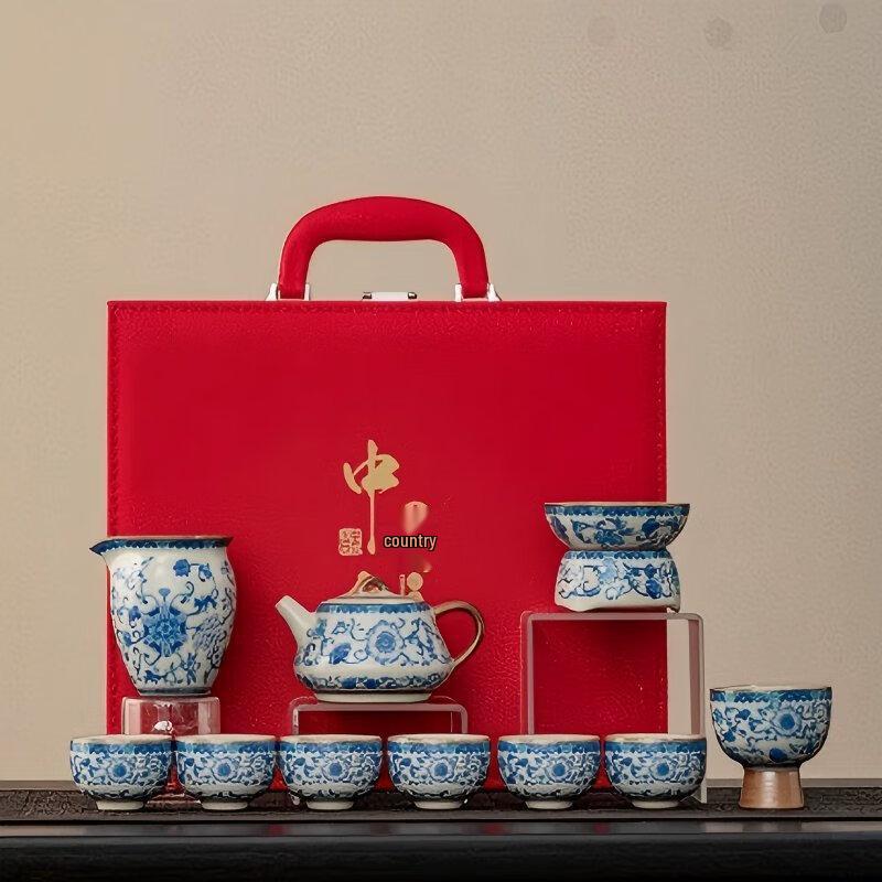 Tao Ding Xuan Blue & White Porcelain 11-Piece Ru Kiln Teaset