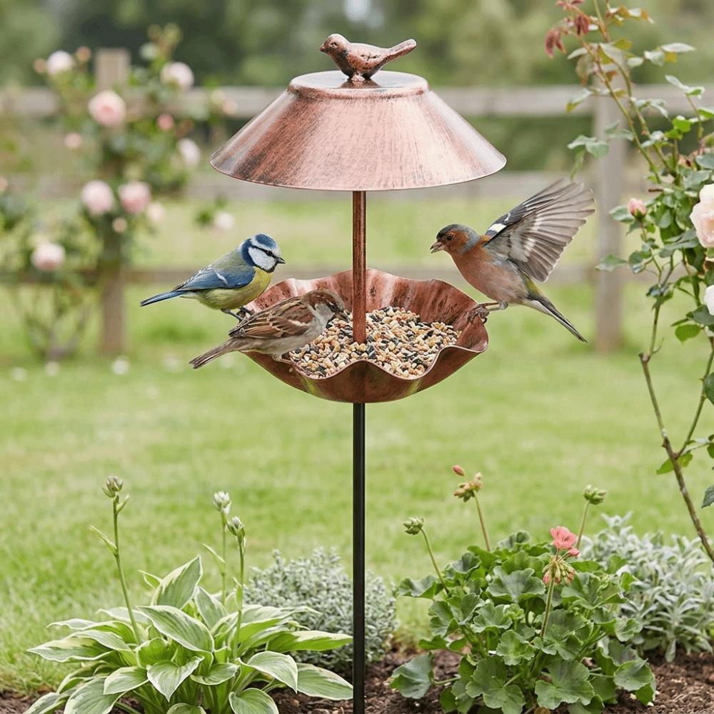 Large Capacity Bird Feeding Station Wavy Curved Petal Garden Bird Basin Outdoor Decor