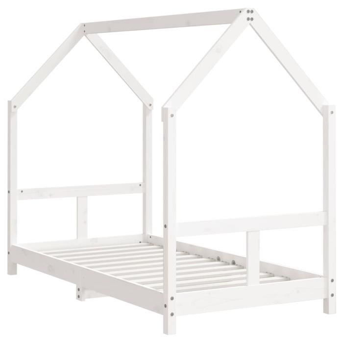 Cadre de lit enfant - VIDAXL - 80x160 cm - Bois massif - 1 place - Montage facile