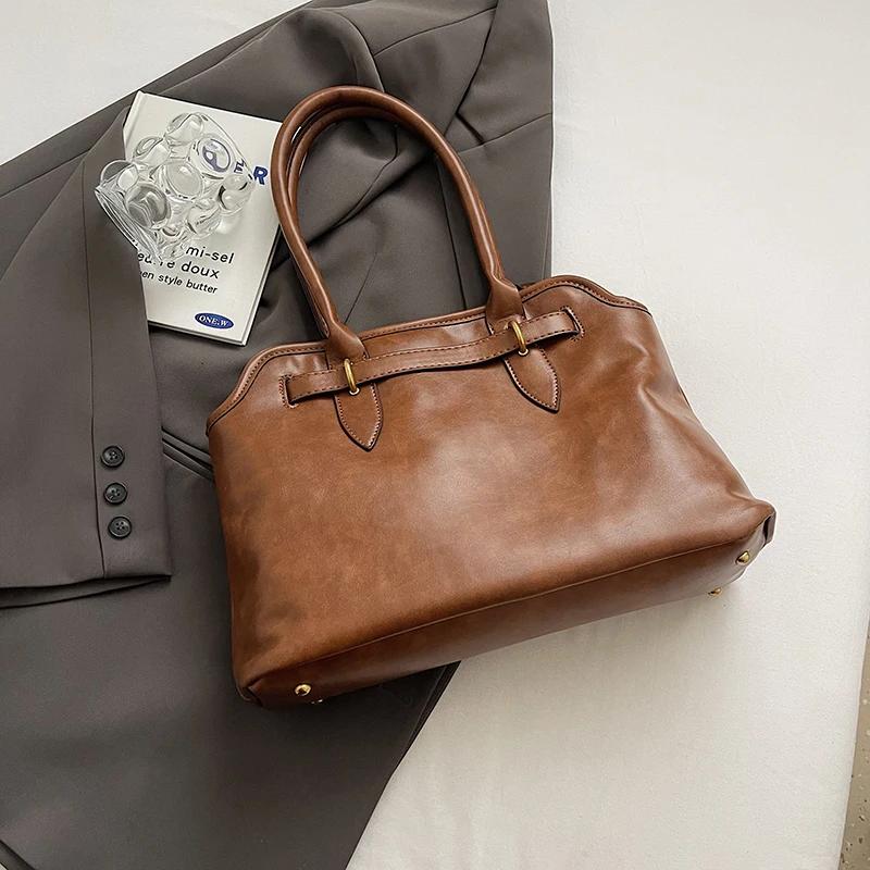 

Сумка через плечо из искусственной кожи в стиле ретро для женщин, сумка через плечо, роскошные сумки через плечо в корейском стиле, простые сумки