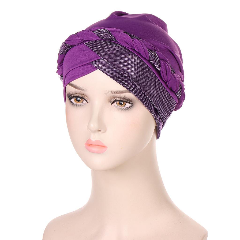 Multicolor Lurex Stitch Milk Silk Braid Headscarf Hat