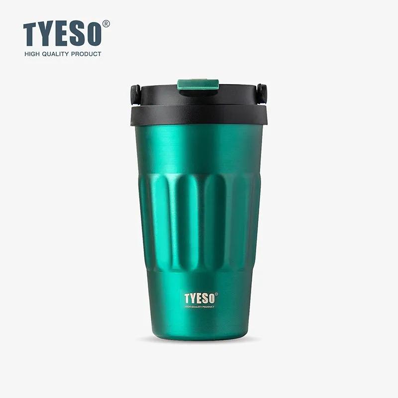 Tyeso 500ml Vintage Stainless Steel Vacuum Insulated Coffee Cup Portable Travel Thermos Mug with Handle Design for Daily Use