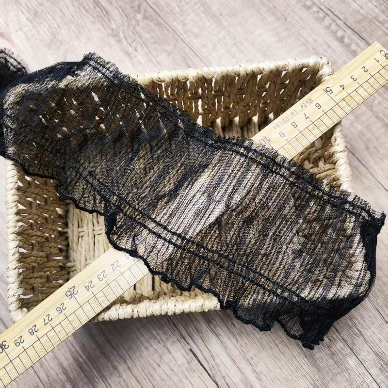 Легкая сетчатая плиссированная кружевная тесьма шириной 10 см для DIY юбки или манжет чёрный