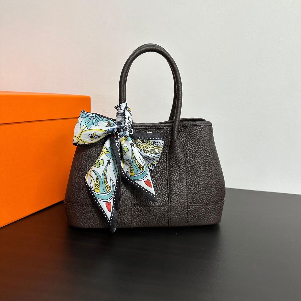 Top Layer TC Cowhide  Mini Garden Bag Genuine Leather Tote Bag Single Shoulder Crossbody Handbag Wide Shoulder Strap Women's Bag