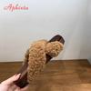 Aphixta Neue Warme Winterfleeces Fellige Damen Hausschuhe Überkreuzriemen Eckige Zehenpartie Damenschuhe Flacher Absatz Haar-Pantoletten Schuhe