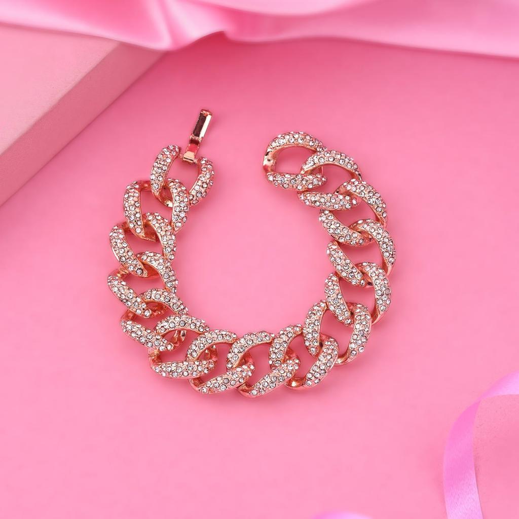 Изысканный кубинский браслет Estele с покрытием из розового золота для женщин