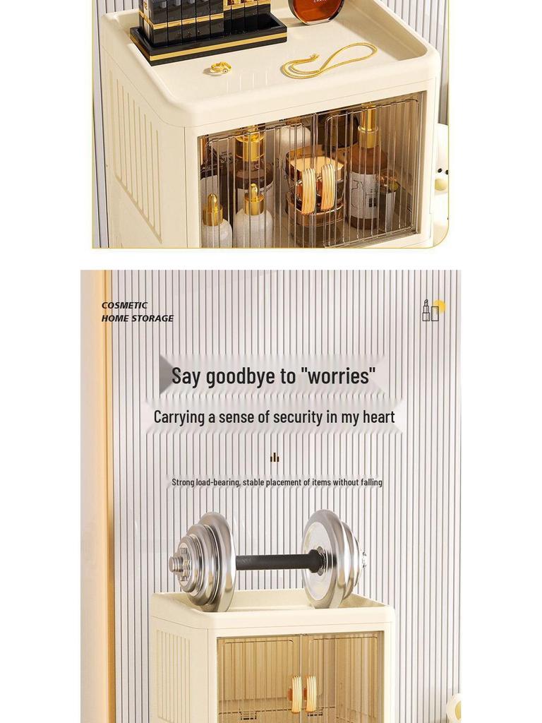 Foldable Double Door Skincare Organizer with Drawers and Multi-Layer Storage