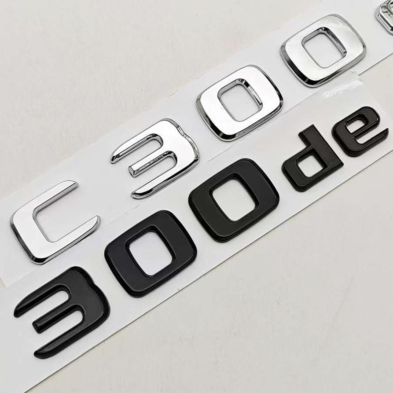 Nuevo Estilo de Coche Cromado Negro ABS 3D Insignia C300e C300de Pegatina Emblema Maletero Trasero Pegatinas Para Mercedes Benz C300e C300de W206