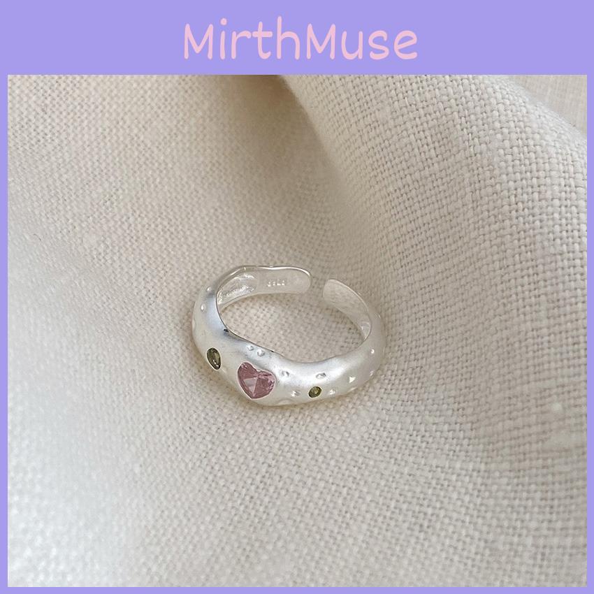 Trendy Irregular Heart Shaped Pink Diamond Adjustable Copper Ring For Women