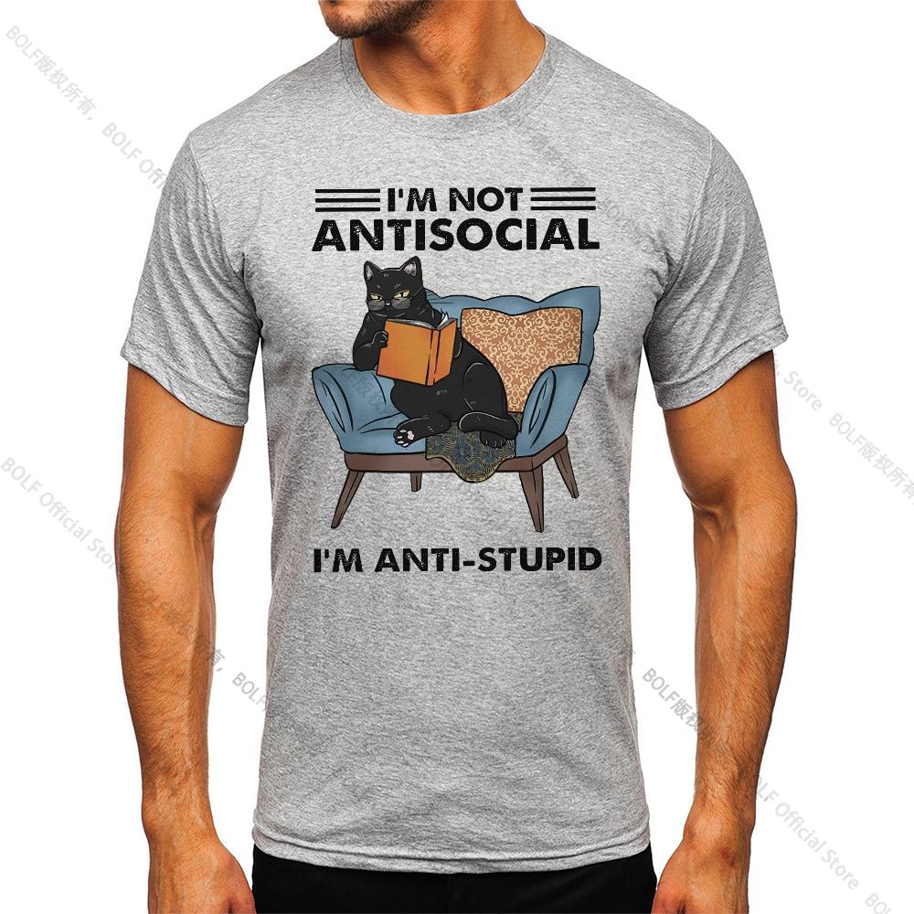 I Am Not Anti Social Printed Men's Vintage T-Shirt 100% Cotton Oversized Funny Graphic Tees for Men Summer Tops
