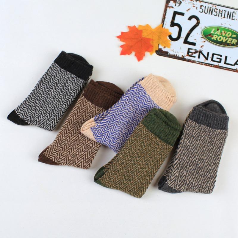5 Pairs of Men's Winter New Thickened Warm Ethnic Wind Rabbit Wool Socks