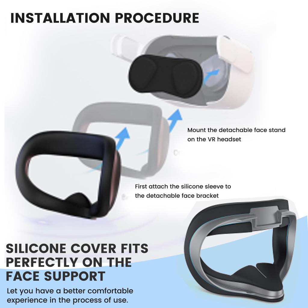Silikonowa osłona twarzy VR odporna na pot do 3 zestawów słuchawkowych do okularów VR l Poduszka odporna na pot VR