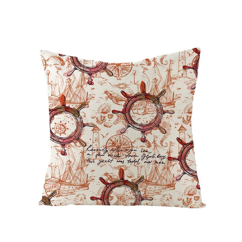 Nordic Retro Polyester Printed Pillow Cover Blue Anchor Animal Sofa Cushion Pillow Cover Home Furnishings