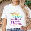 Spanish Girl Bachelorette Party T-Shirts, Rainbow Diamond Heart Arrow Graphic Tees for Bridal Shower, Team Bride Tribe Blouses