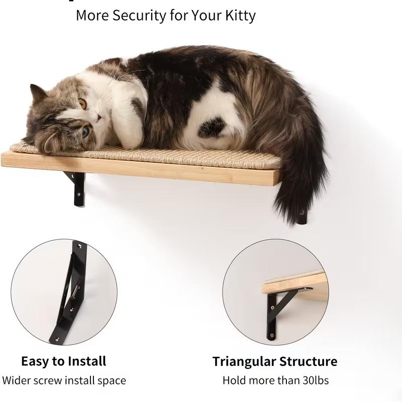 Cat Wall Shelf Set Wall-mounted Cat Furniture Satisfies cats' needs for sleeping, playing, climbing