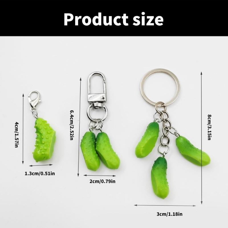 10 Pieces Fun and Lovely Cucumber Charm Keyring Portable Key Holder Accessory for Decorating Purses and Car Keys