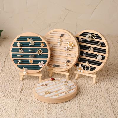 Wood Round Shape Jewelry Tray Ring Earrings Bracelet Display Plate Jewellery Storage Stand Counter Props