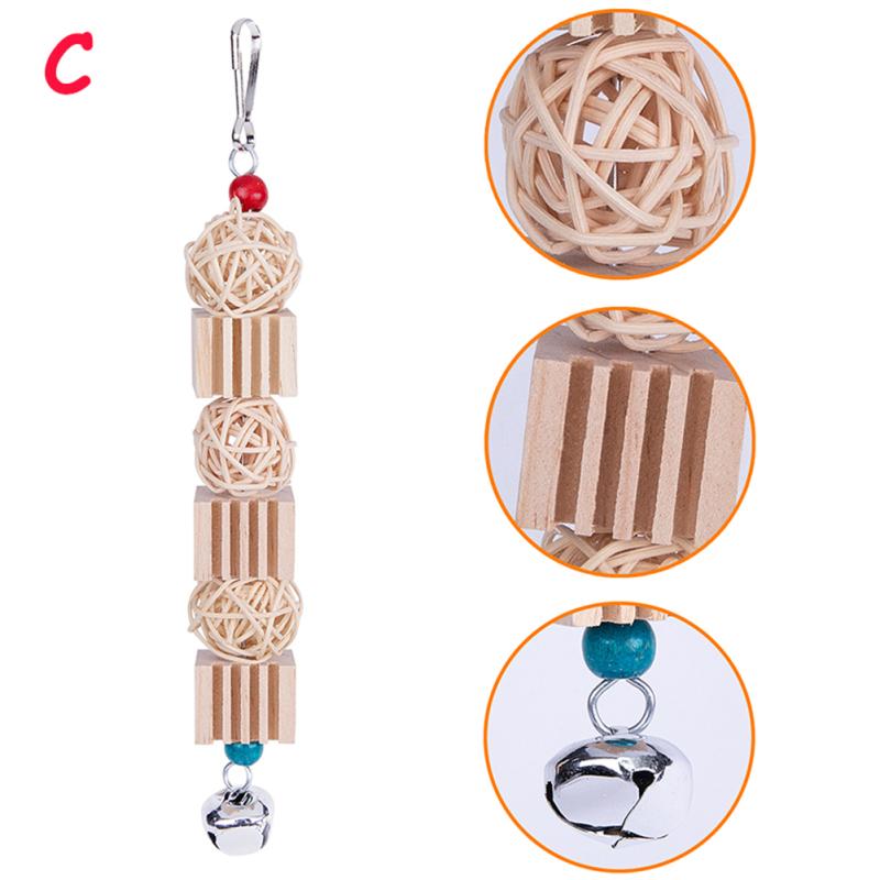 3pcs Parrot Natural Wooden Chewing Bite Toys With Cuttlefish Bone Rattan Ball Corncob Bird Supplies