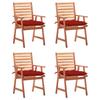 Outdoor Dining Chairs Set of 4 and Cushions Solid Acacia
