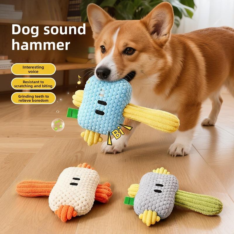 Hundespielzeug Mäusefanghammer Spielzeug Kauspielzeug mit Sound-Interaktion und Haltbarkeit für Hunde, Haustier Plüschtier