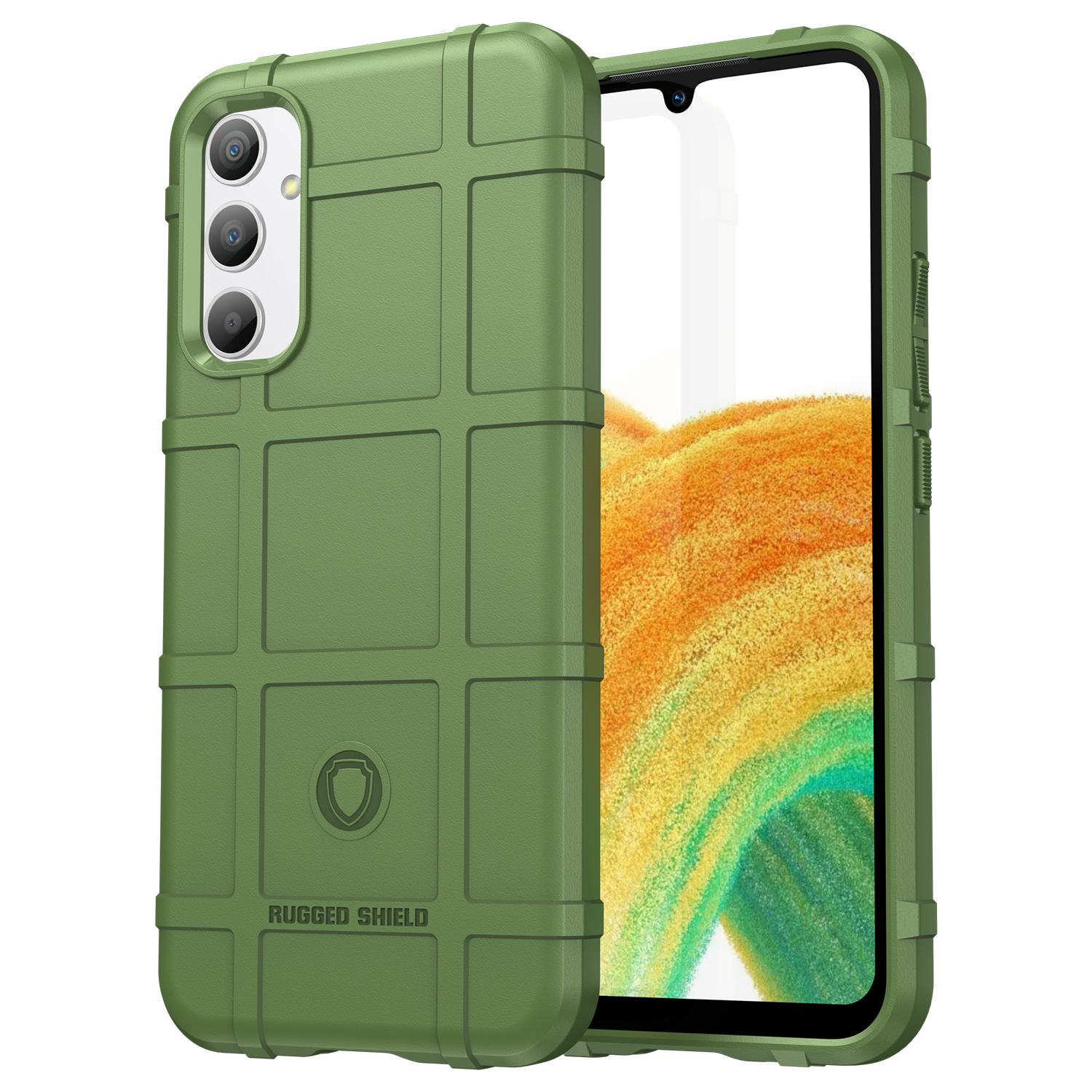 

Phone Case for Samsung Galaxy A34 5G,Rugged Square Grid Texture Shockproof Soft TPU Back Cover Green