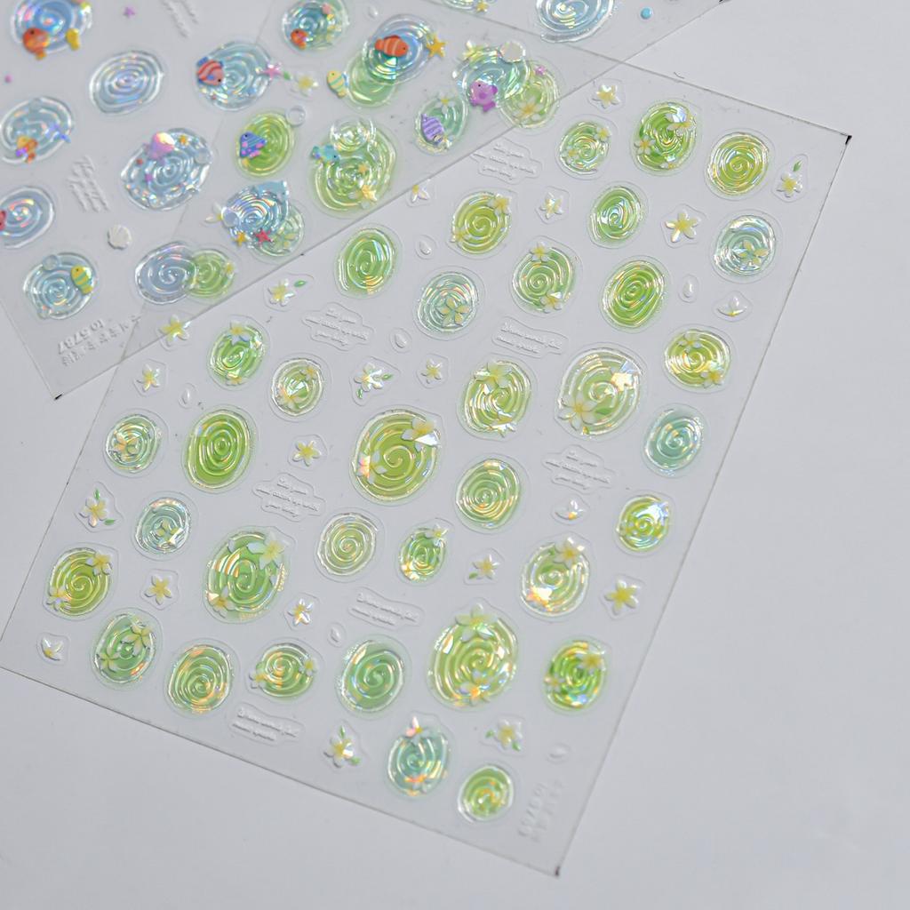5D Ocean Nail Sticker Vacation Starfish Shell Coral Pearl Self-adhesive Nail Art Decal Fresh Seaside Vibe Manicure