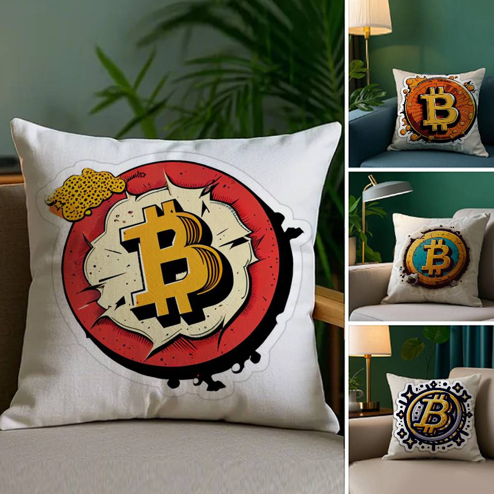 Bitcoin Cryptocurrency Btc Pillow Case Sofa Living Room Bedroom Double-sided Printing Square Cushion Nap Time Cushion Cover