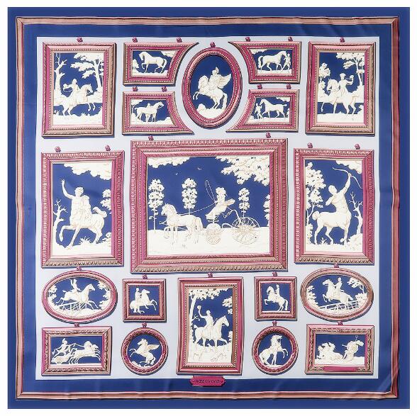 130cm Silk Square Scarf Women Large Shawls Spring New Horse Carriage Square Bandana Luxury Kerchief Scarf Female Foulards
