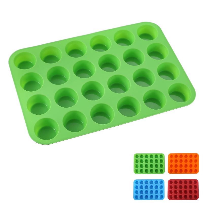 Silicone 24 series mini cake mold porous round Muffin cup baking tray jelly DIY baking mold